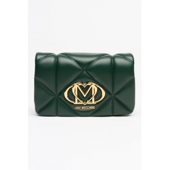 Geanta crossbody de piele ecologica cu lant - Verde englez