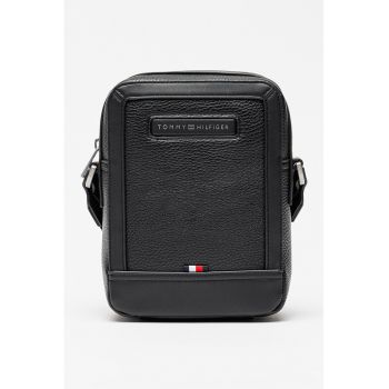 Geanta crossbody de piele ecologica cu logo Central - Negru
