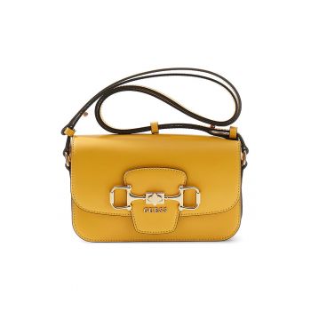 Geanta crossbody de piele ecologica cu logo Janie - Galben mustar