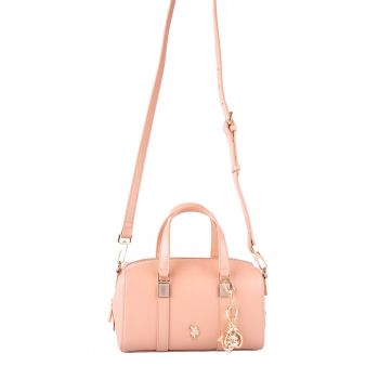 Geanta crossbody de piele ecologica - Roz somon