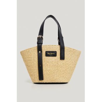 Geanta crossbody din paie de hartie - Negru/Galben pai