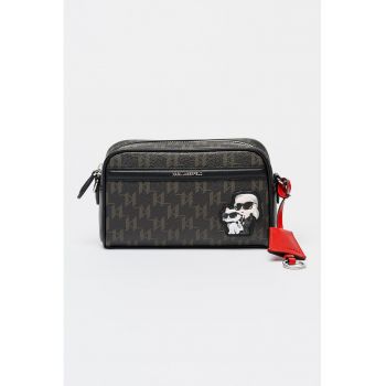 Geanta crossbody din piele cu logo Ikon - Negru/Maro