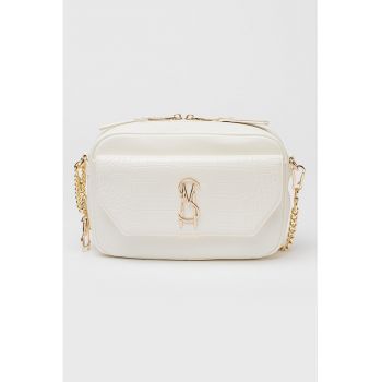 Geanta crossbody din piele ecologica - Alb