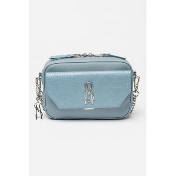 Geanta crossbody din piele ecologica - Albastru prafuit