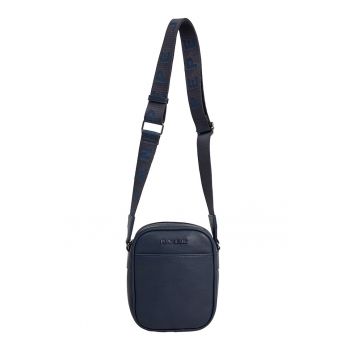 Geanta crossbody din piele ecologica cu bareta cu model logo - Bleumarin