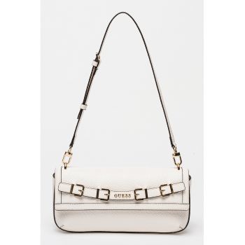 Geanta cu bareta de umar si aspect de piele de crocodil Dovie - Alb fildes