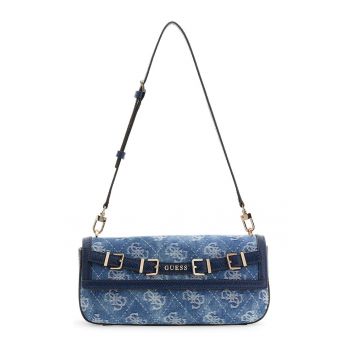 Geanta cu bareta de umar si model monograma Dovie - Albastru