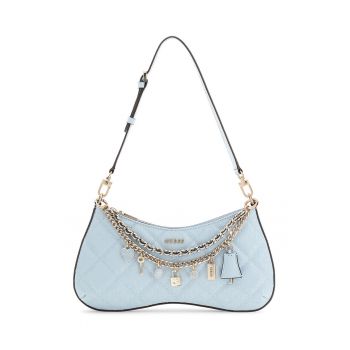 Geanta cu bareta de umar si pandantive Libby - Albastru pastel