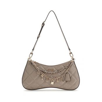 Geanta cu bareta de umar si pandantive Libby - Maro taupe