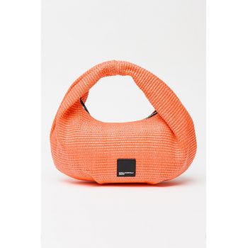 Geanta cu maner si aspect tesut - Portocaliu