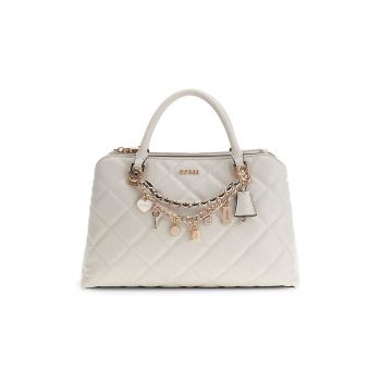 Geanta cu maner si pandantive Libby - Alb murdar