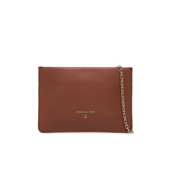 Geanta dama -  piele naturala - maro - One Size INTL - set cu sac pentru praf