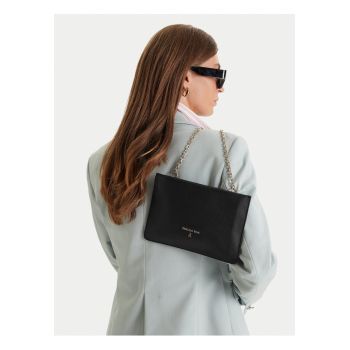 Geanta dama -  piele naturala - neagra - One Size INTL - set cu sac de praf