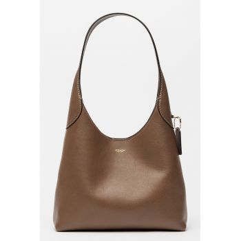 Geanta de piele cu bareta de umar Brooklyn 28 - Maro fango - 28x28x8