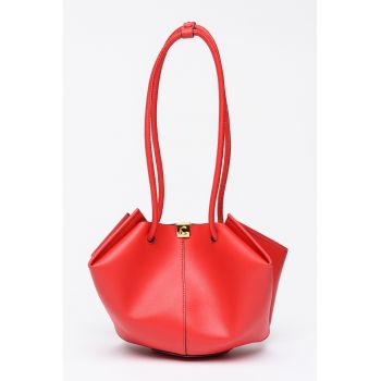 Geanta de piele cu bareta de umar Kamy - Rosu