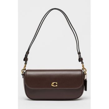 Geanta de piele cu clapa Brook - Maro inchis