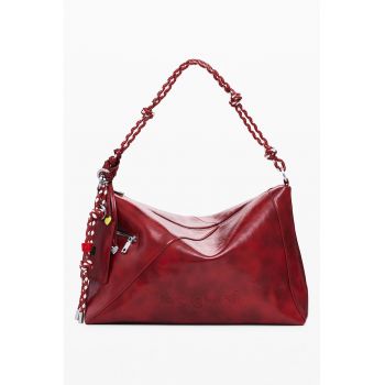 Geanta de piele ecologica cu bareta de umar - Rosu inchis