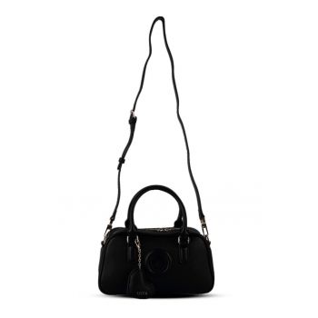 Geanta de piele ecologica cu bareta - Negru