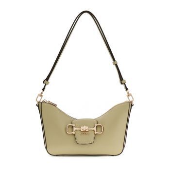 Geanta de umar cu fermoar si bareta ajustabila Janie - Verde pal