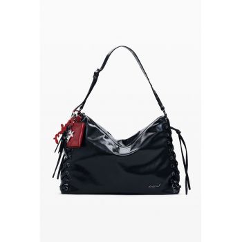 Geanta de umar cu portofel detasabil - Rosu vintage/Negru antracit