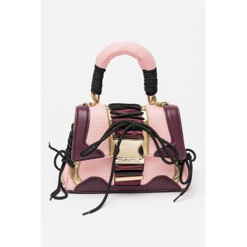 Geanta de umar cu sireturi decorative Diego - Violet/Roz