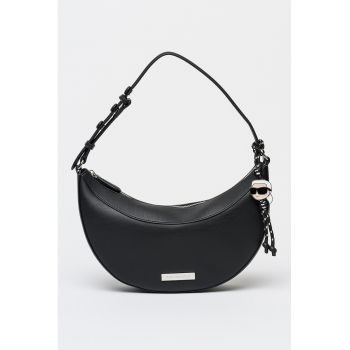 Geanta din piele cu bareta de umar Ikon - Negru