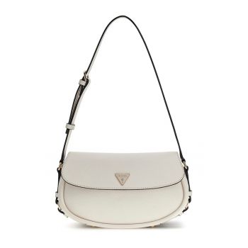 Geanta din piele ecologica cu bareta de umar si clapa Danya - Alb murdar