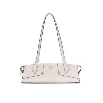 Geanta din piele ecologica cu bareta de umar si fermoar Darcy - Alb fildes