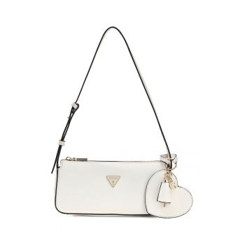 Geanta mica cu bareta de umar si accesoriu logo detasabil Isobel - Alb