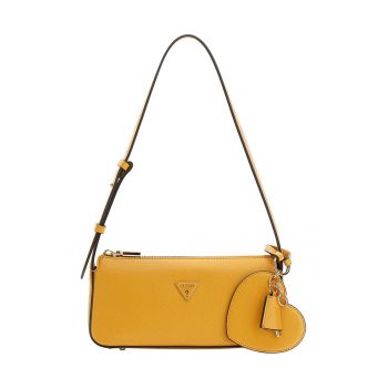 Geanta mica cu bareta de umar si accesoriu logo detasabil Isobel - Galben sofran