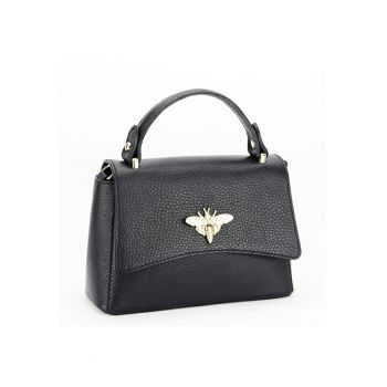 Geanta mica din piele naturala 1523 120 - Negru - 13x20x7