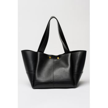 Geanta shopper de piele Rosalie - Negru