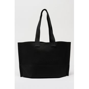 Geanta shopper din material textil cu logo discret Lutece - Negru