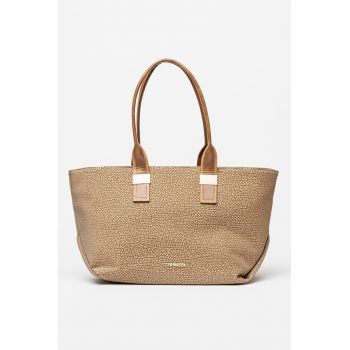 Geanta tote cu logo metalic discret - Maro taupe