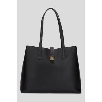 Geanta tote de piele Autograph - Negru
