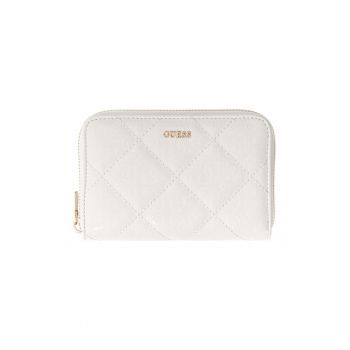 Portofel de piele ecologica cu fermoar Libby - Alb murdar