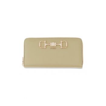 Portofel de piele ecologica cu logo Janie - Verde pal