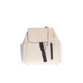 Rucsac casual crem cu design minimalist si detalii negre
