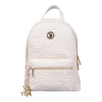 Rucsac de piele ecologica cu fermoar - Crem