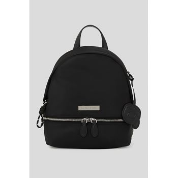 Rucsac din material textil cu logo detasabil - Negru