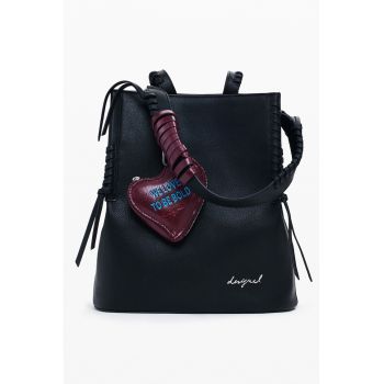 Rucsac tote cu etui in forma de inima - Negru