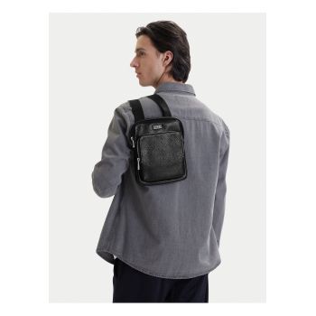 Saszetka barbati -  piele ecologica - negru - One Size INTL