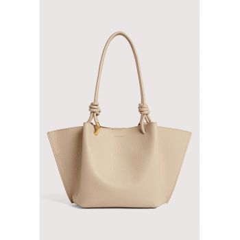 Set de geanta shopper de piele si etui Finn - Maro nisip