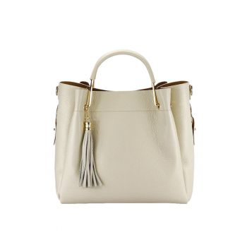 Geanta bej taupe din piele naturala Ariana 123 Bej inchis - Crem - 33x30x13