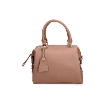 Geanta bowler de piele ecologica - Maro taupe