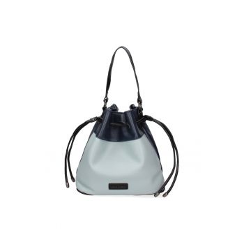 Geanta bucket de piele ecologica - Albastru deschis/Albastru