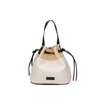 Geanta bucket de piele ecologica - Galben/Bej