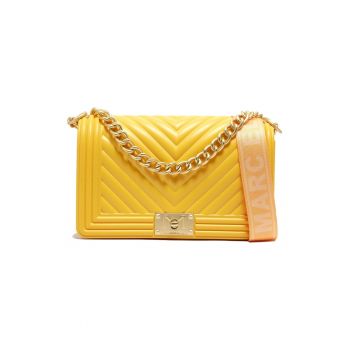 Geanta crossbody cu bareta din lant - Auriu/Galben inchis