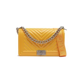 Geanta crossbody cu bareta din lant - Galben/Argintiu