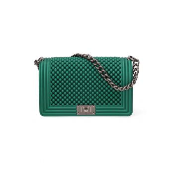 Geanta crossbody cu clapa si maner din lant